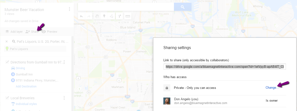 update sharing permissions in google maps