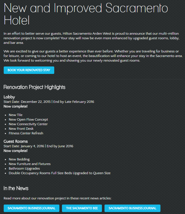 example of hotel renovation marketing