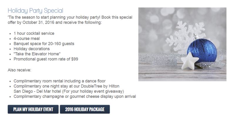 example of a holiday event limited time offer for a hotel