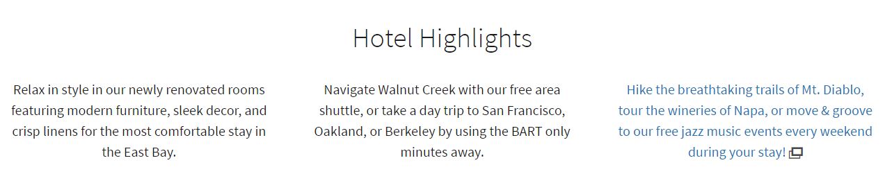 walnut creek marriott hotel highlights