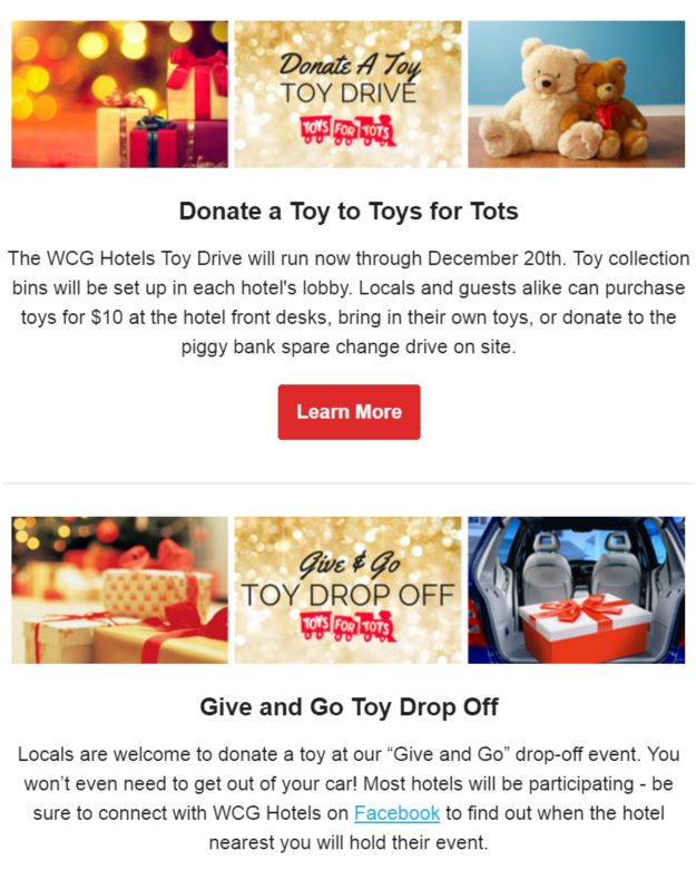 wcg hotel toys for tots collection