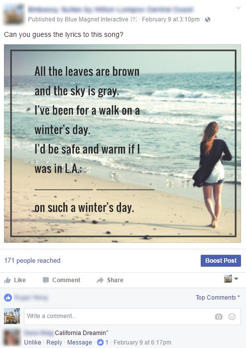 Facebook Lyrics Post