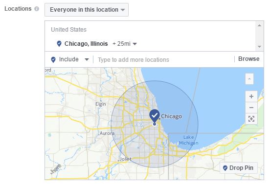 Facebook Location Targeting Example