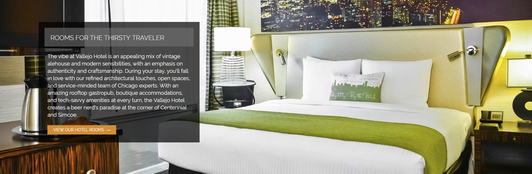 rooms page content on the homepage of a hotel website