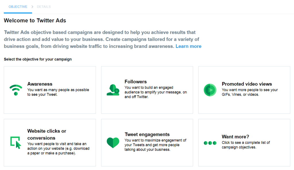 Twitter Campaign Objectives