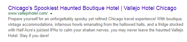 expanded 2018 meta description for hotel website