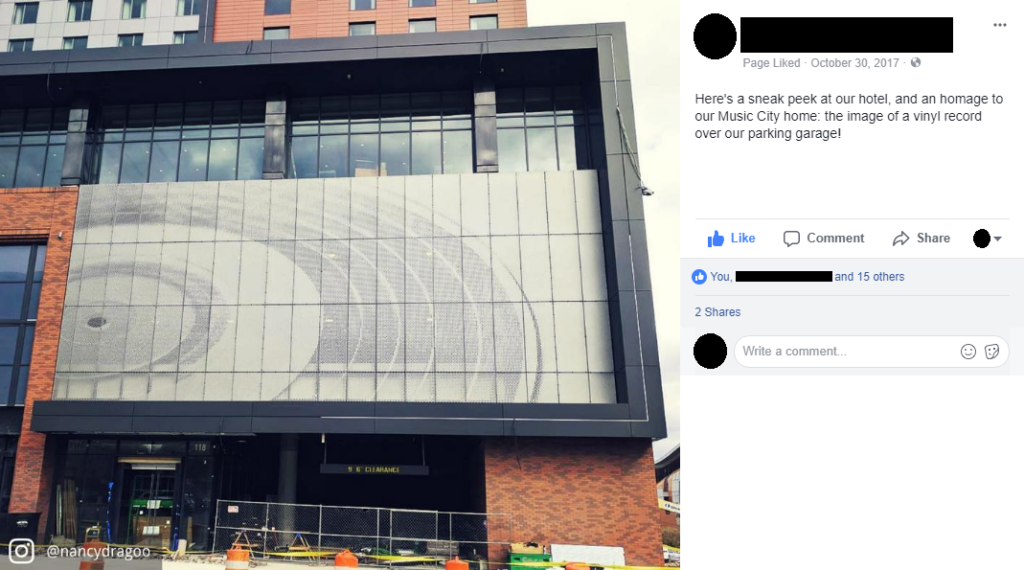 facebook post showing sneak peek of hotel exterior