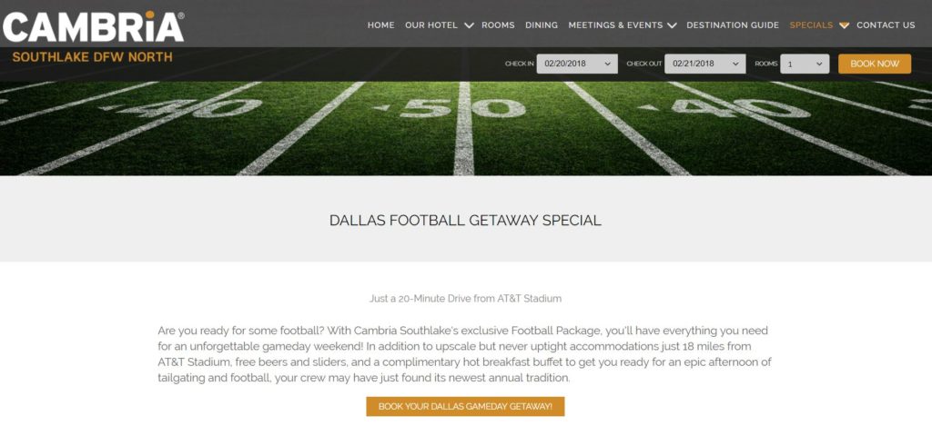 Football Package Landing Page