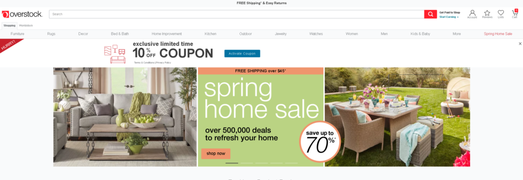 overstock.com homepage