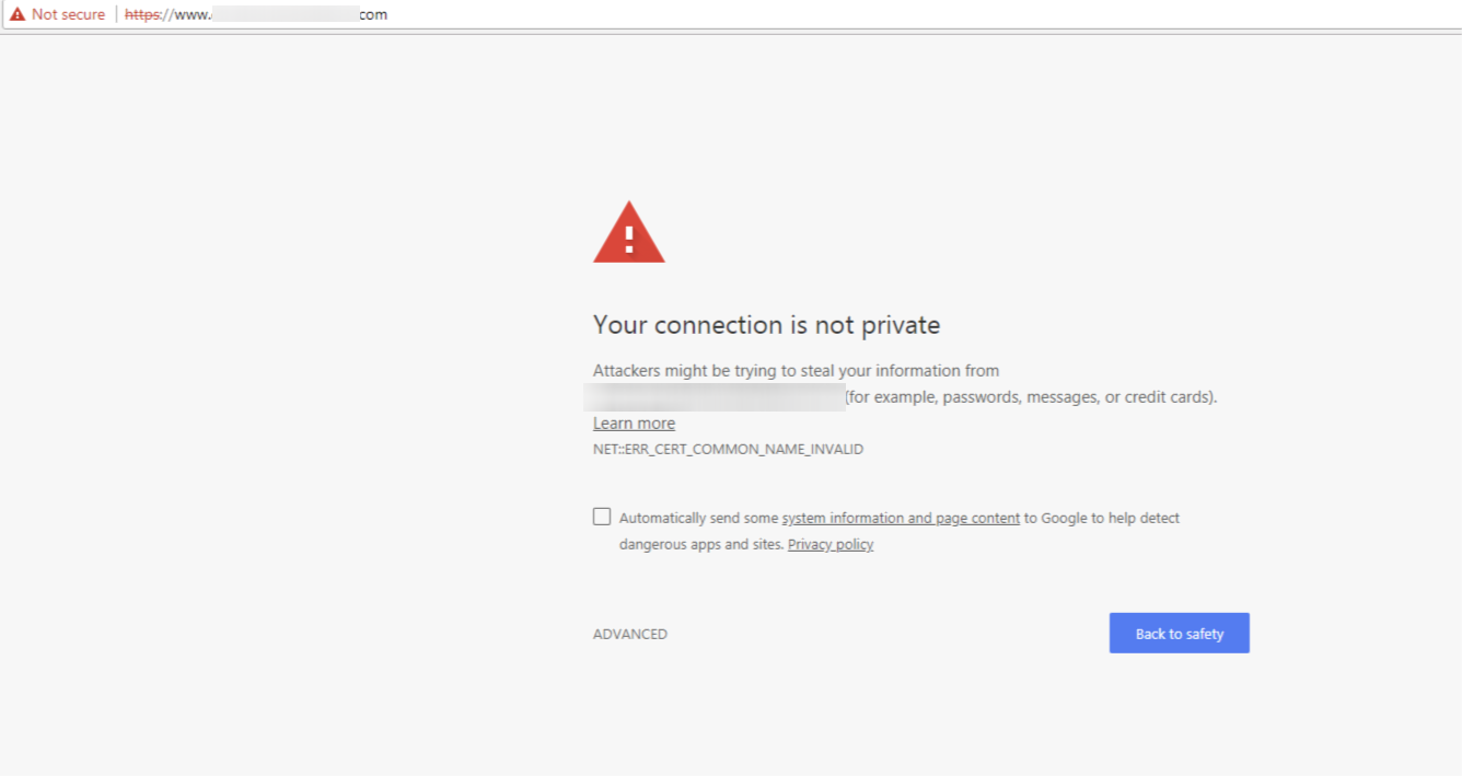 screenshot of browser privacy error