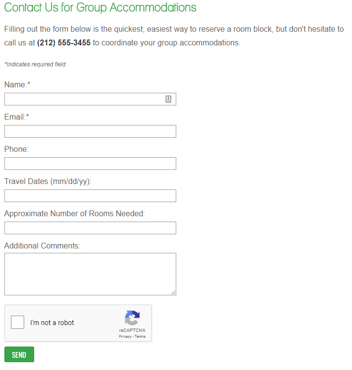 group accommodations RFP form