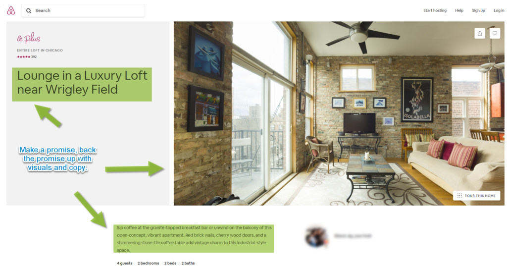 AirBnB listings promote unique value