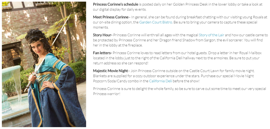 Majestic Garden Anaheim has its own Princess for guests to meet and interact with.