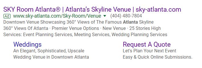 SKY Room Search Ad Example