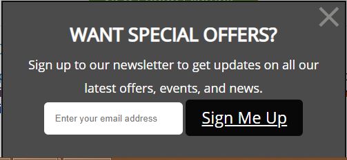 newsletter sign up pop up