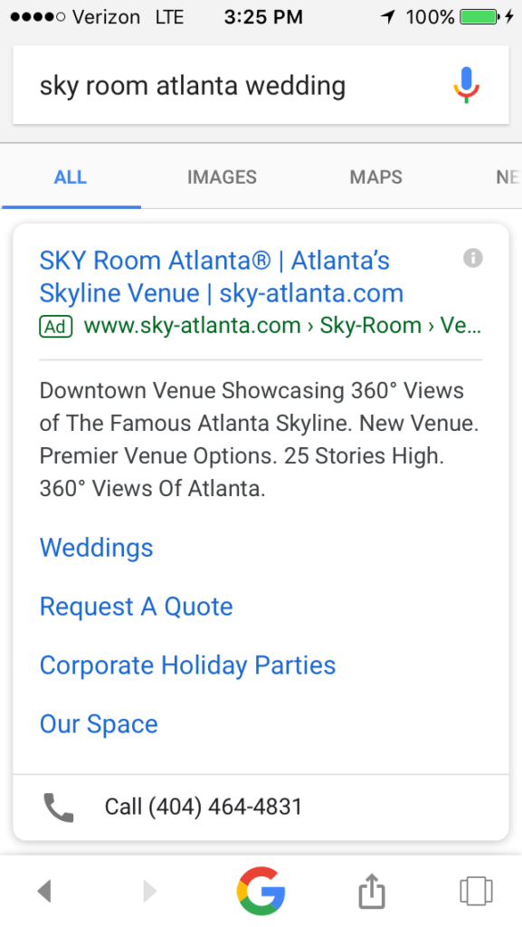 SKY Room Mobile Ad Example]