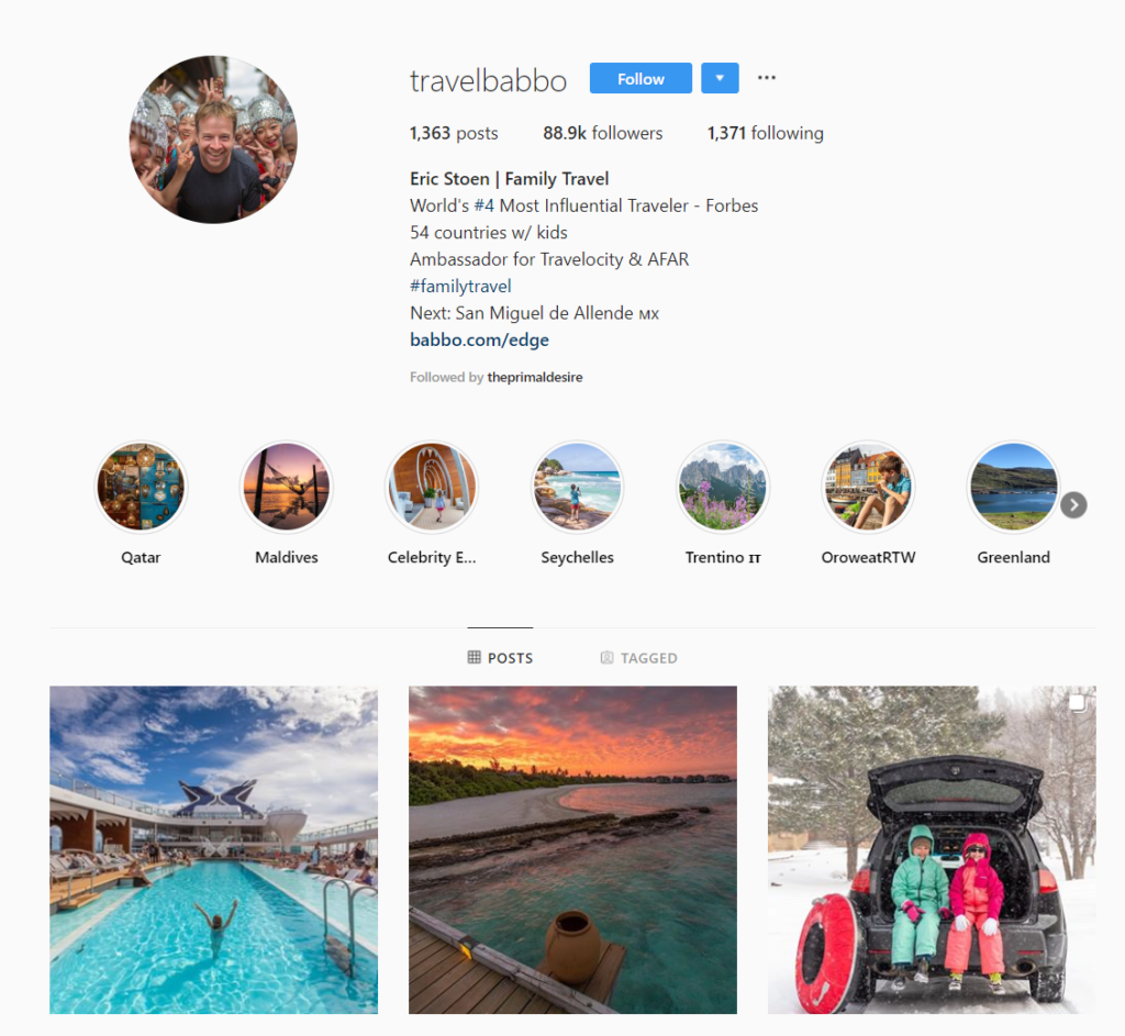 social media influencer instagram travelbabbo