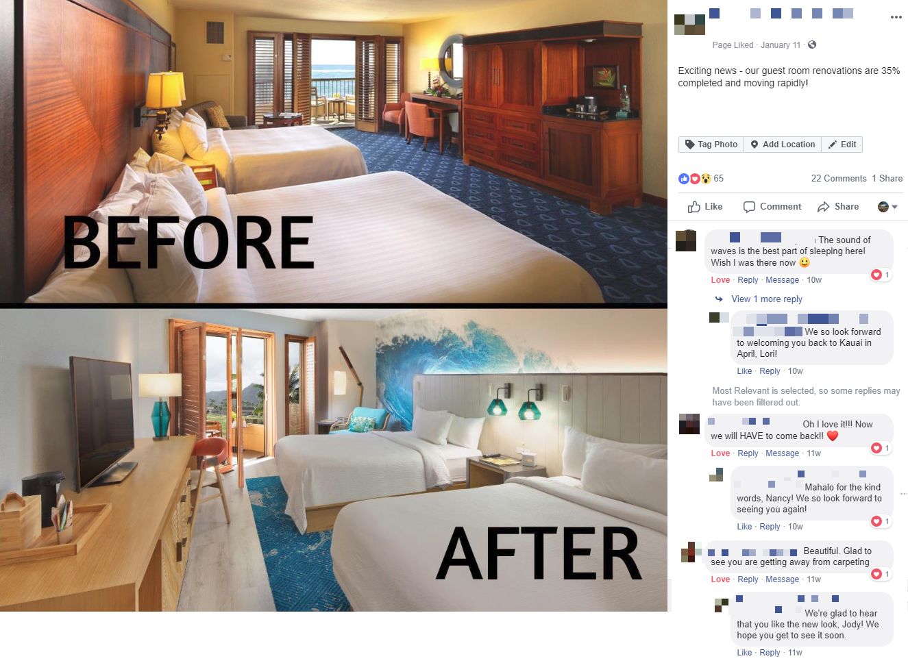 facebook before after hotel marriott social media