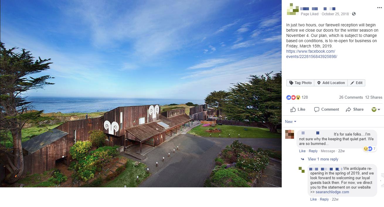 facebook farewell closing hotel lodging social media