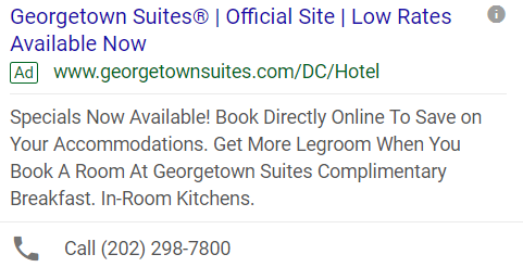 New Georgetown Suites Ad