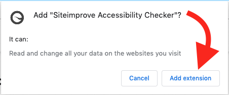 Screenshot of Add Extension button for Siteimprove Accessibility Checker