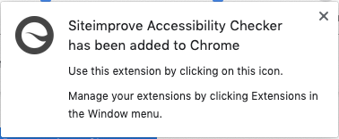 Screenshot of Siteimprove Accessibility Checker confirmation window