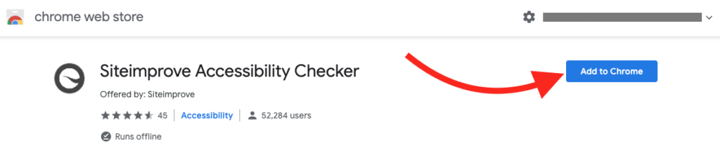 Screenshot of the Siteimprove Accessibility Checker extension for Chrome
