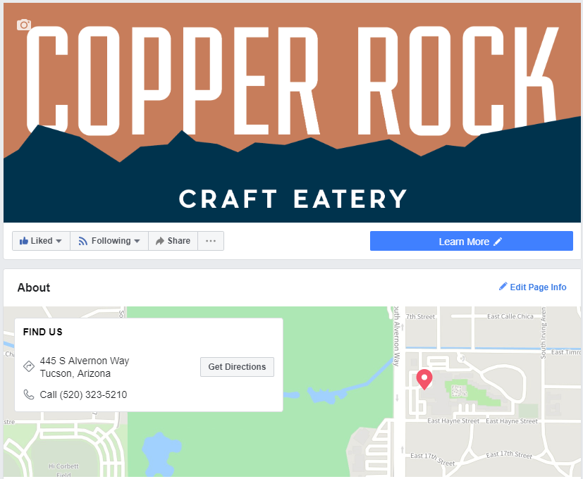 Copper Rock Craft Eatery Facebook Address