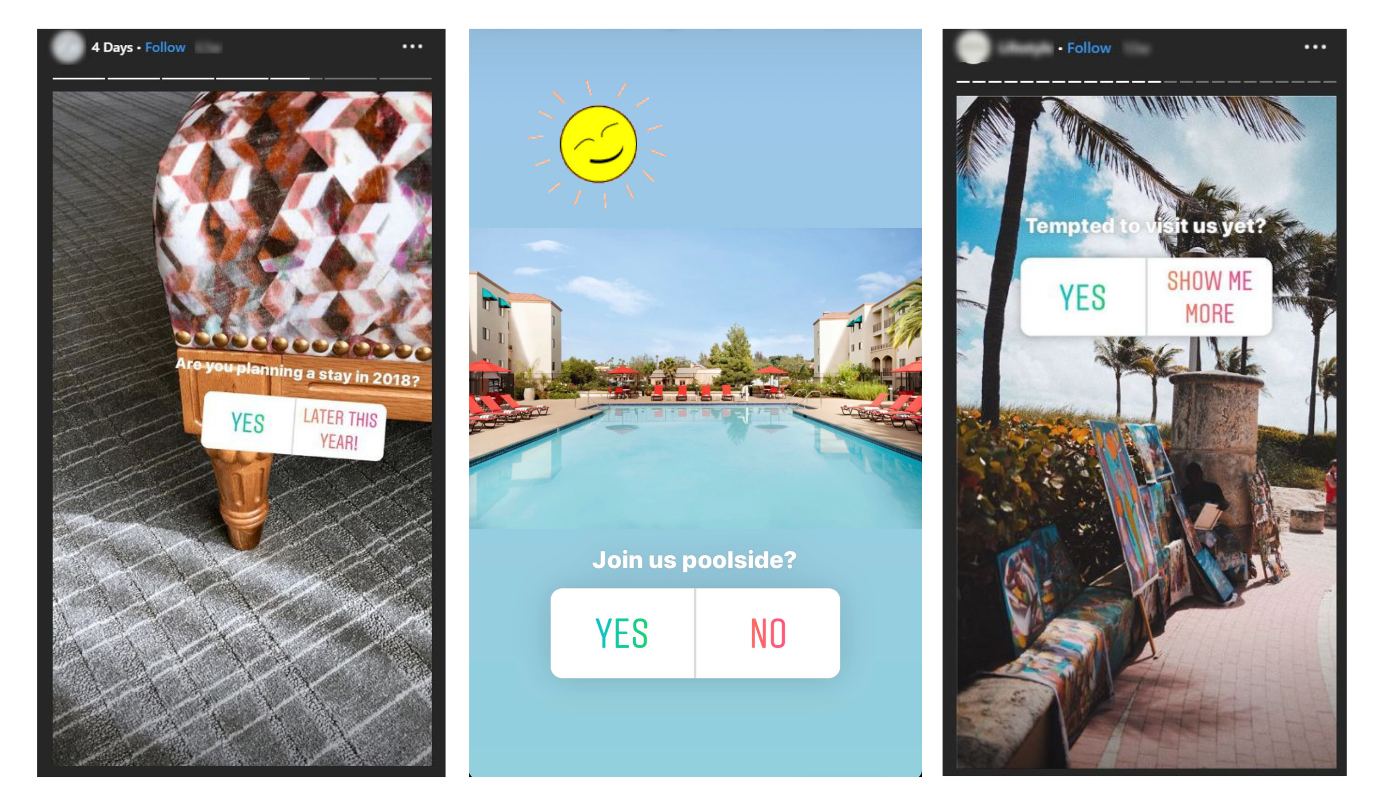 hotel examples instagram stickers