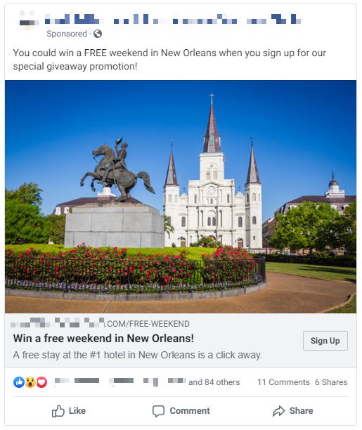 facebook ad example new orleans