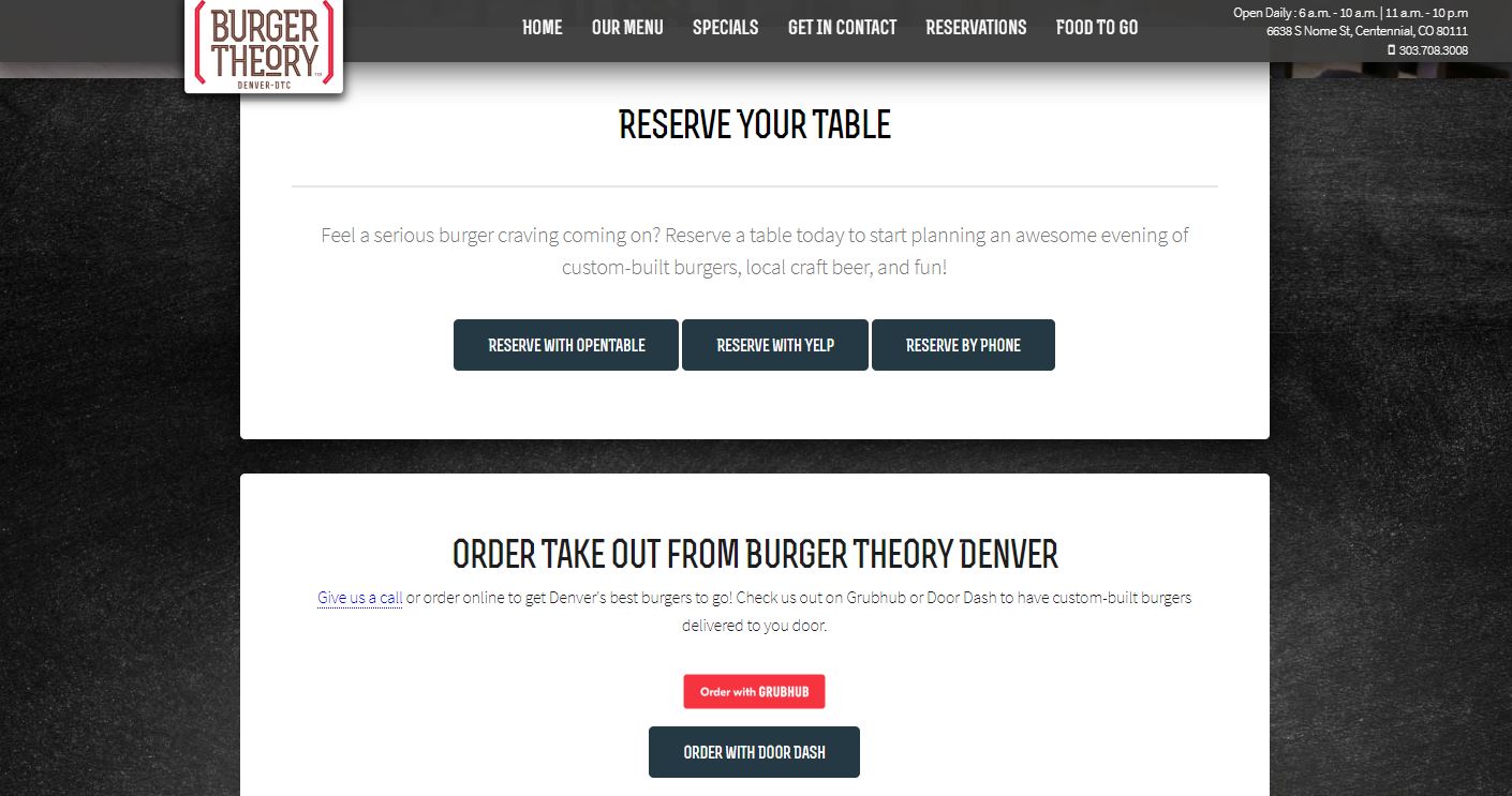 Burger Theory Reservations