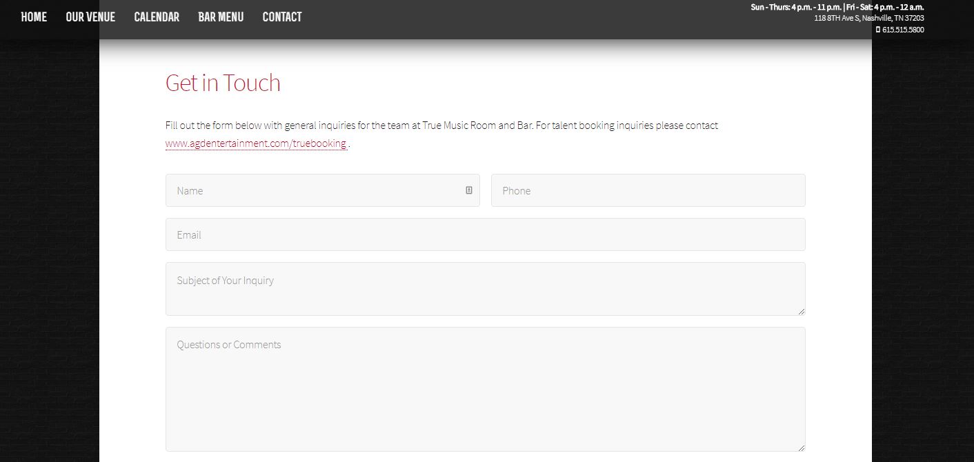 True Music Contact Form