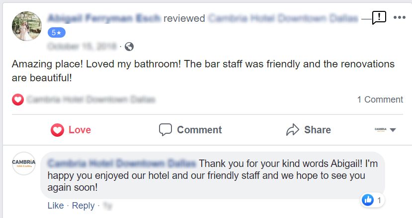 Facebook Review Response