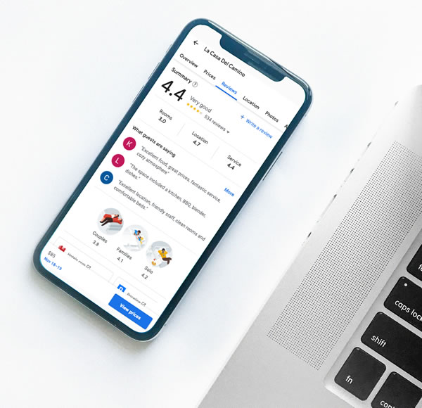 Google My Business reviews for a hotel