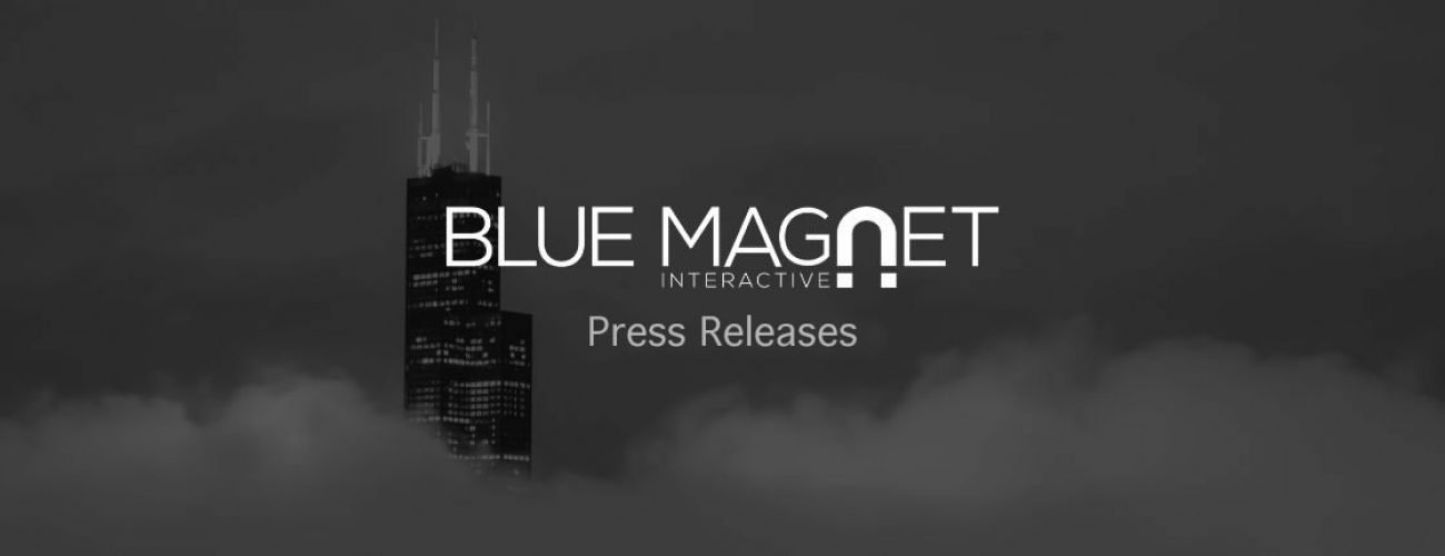 willis tower poking out above the clouds with the blue magnet logo and text that reads press releases